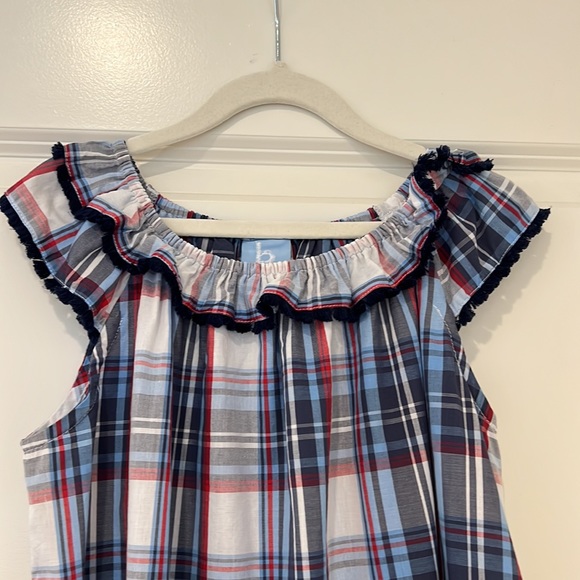 Bella Bliss Girls Size 8 plaid boat neck flutter sleeve dress - Picture 3 of 6